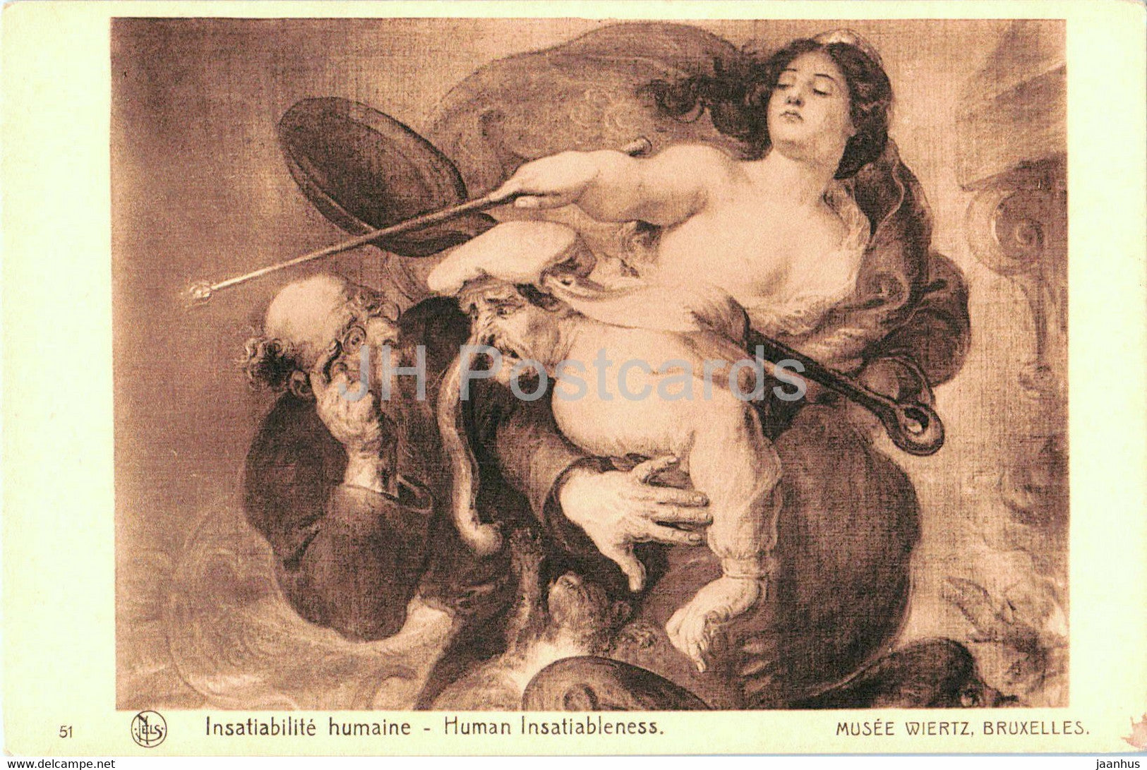 painting by Antoine Wiertz - Instabilite Humaine - 51 - Belgian art - old postcard - Belgium - unused - JH Postcards