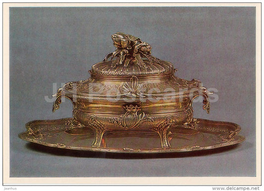 Vovered soup tureen and stand , Paris - silver - Jewellery - 1985 - Russia USSR - unused - JH Postcards