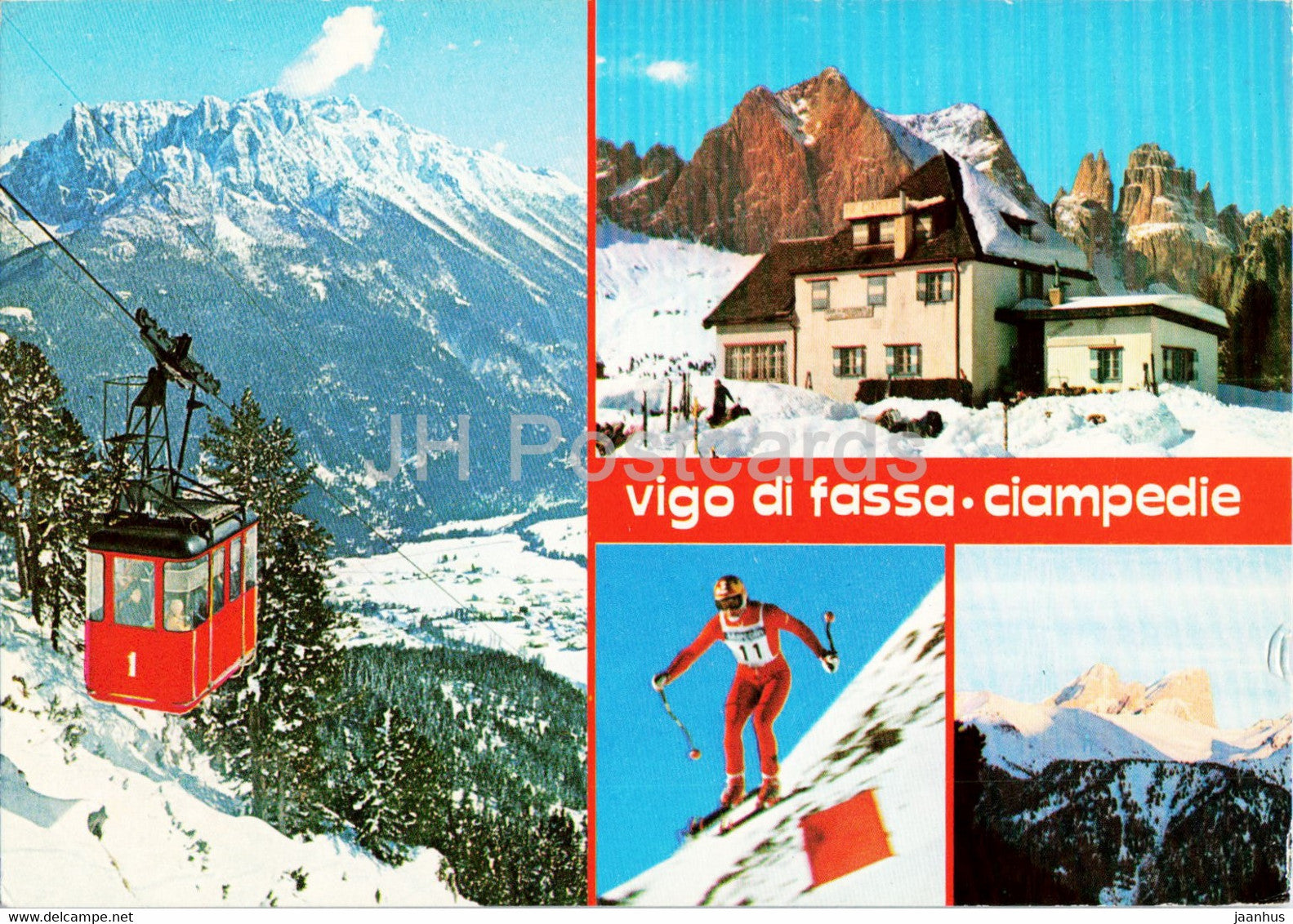 Vigo di Fassa - Ciampedie - cable car - alpine skiing - 1979 - Italy - used - JH Postcards