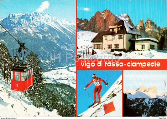 Vigo di Fassa - Ciampedie - cable car - alpine skiing - 1979 - Italy - used - JH Postcards
