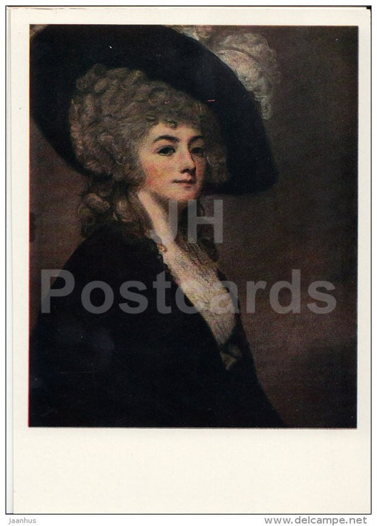 painting by George Romney - Portrait of Mrs Greer - woman - hat - English Art - 1970 - Russia USSR - unused - JH Postcards