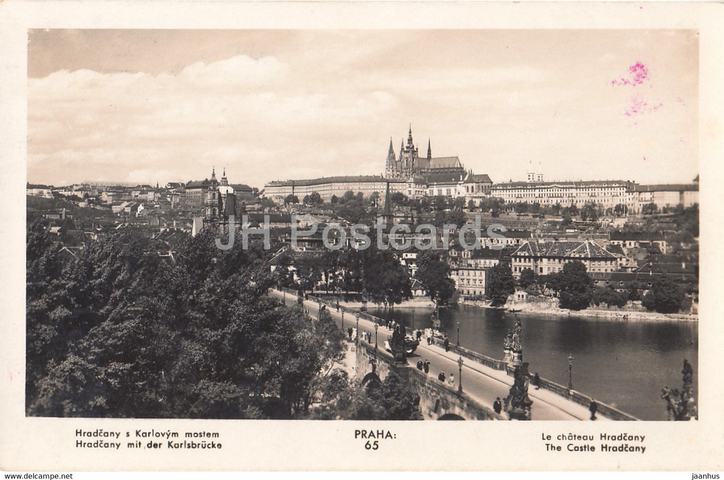 Praha - Prague - Hradcany s Karlovym mostem - 65 - old postcard -  1937 - Czech Republic - used - JH Postcards