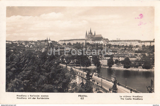 Praha - Prague - Hradcany s Karlovym mostem - 65 - old postcard -  1937 - Czech Republic - used - JH Postcards