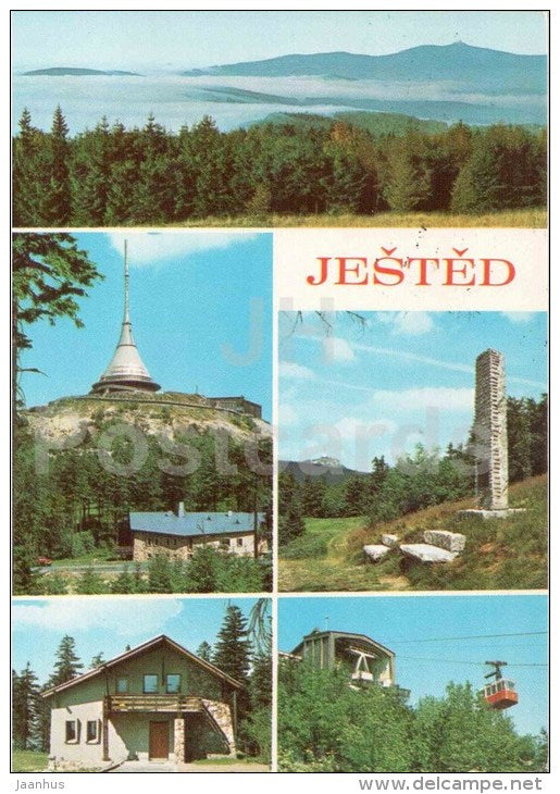 Jested - the monument to - V Sedle cottage - cable car -  space Sojuz labor movement - Czechoslovakia - Czech - used - JH Postcards