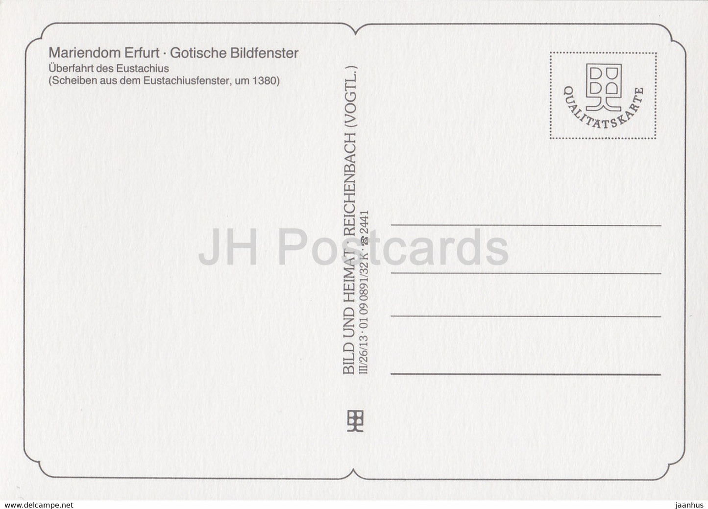 Uberfahrt des Eustachius - Mariendom Erfurt - Gotische Bildfenster - cathedral - DDR Germany - unused