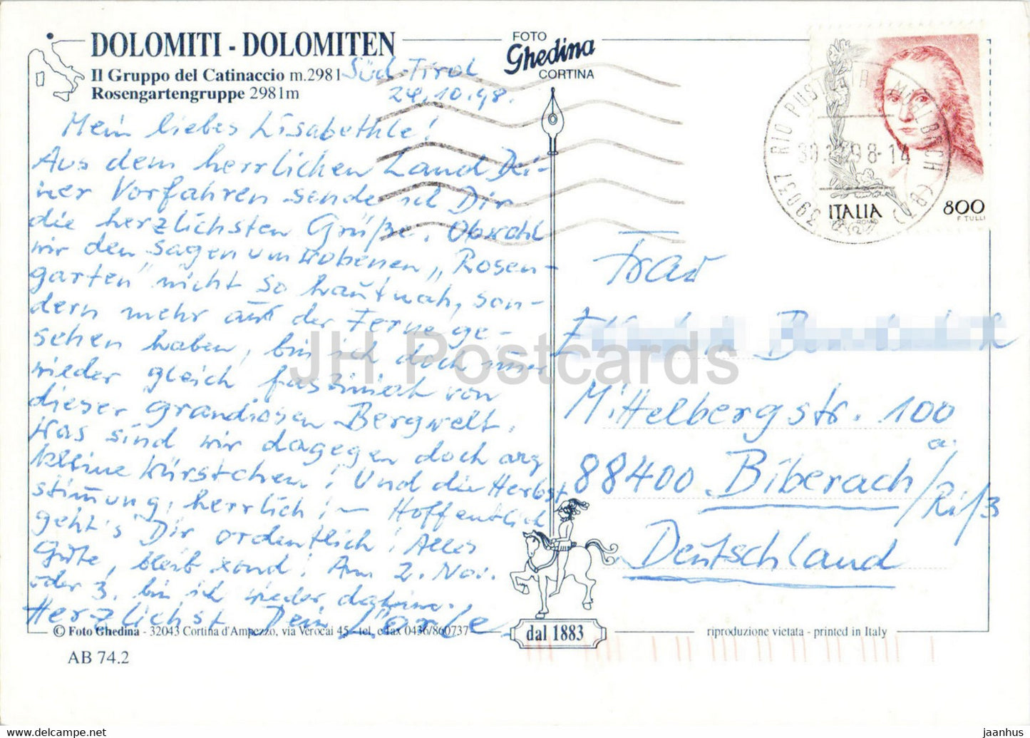 Il Gruppo del Catinaccio - Rosengartengruppe - 1998 - Italy - used