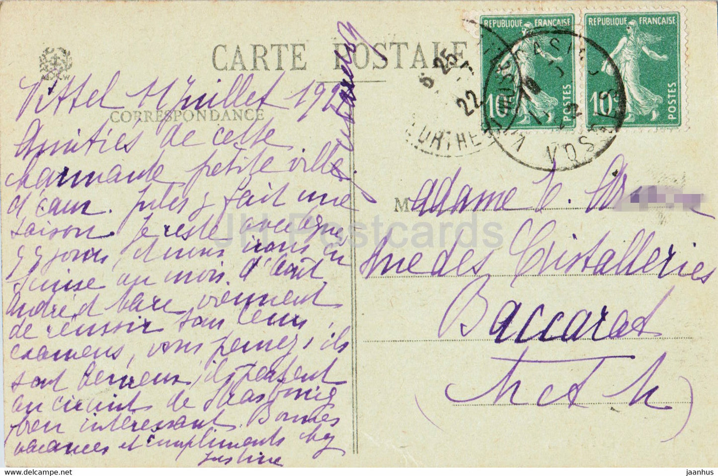 Vittel - Les Galeries - 9765 - old postcard - 1922 - France - used