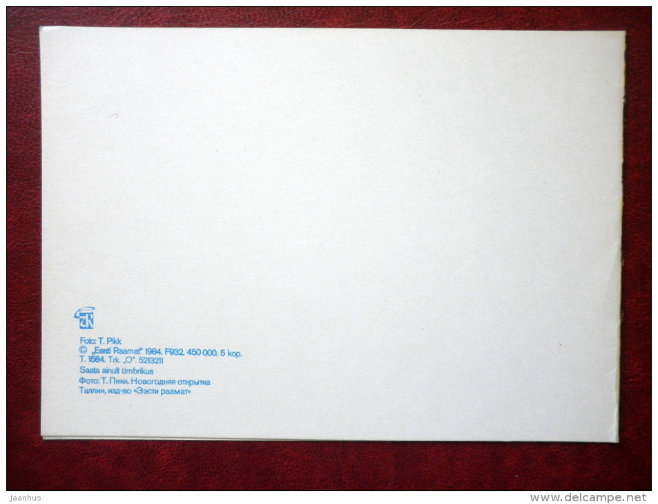 New Year Greeting card - belt of folk costume - Estonian zither - 1984 - Estonia USSR - unused - JH Postcards