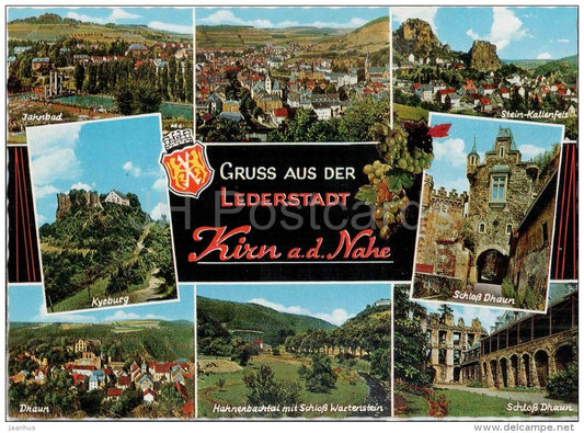 Gruss aus der Lederstadt Kirn a. d. Nahe - Jahnbad - Kyrburg - schloss Dhaun - castle - Kir 505 - Germany - ungelaufen - JH Postcards