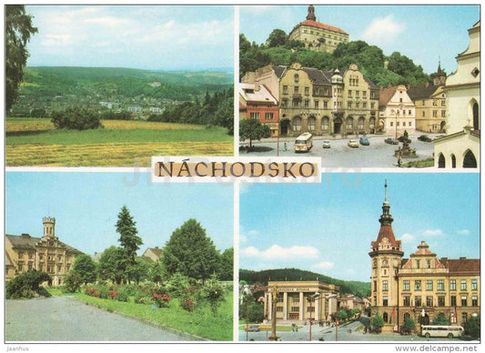 Nachodsko - square - Ceska skalice - town hall - Hronov - Czechoslovakia - Czech - used - JH Postcards