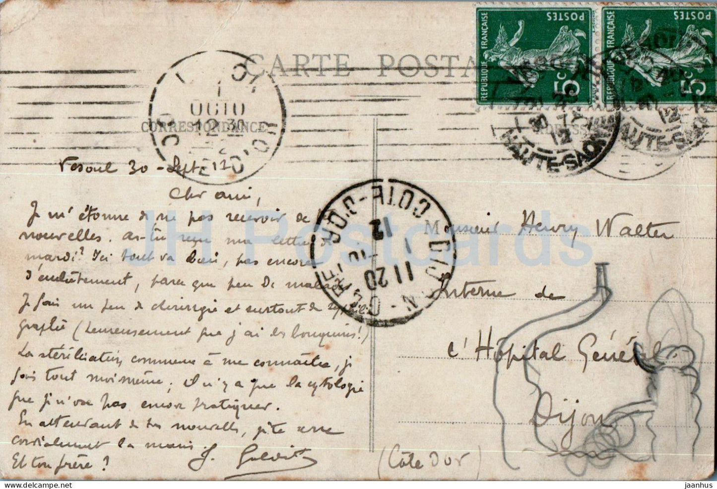 Vesoul - L'Hopital - Das Krankenhaus - alte Postkarte - 1912 - Frankreich - gebraucht 