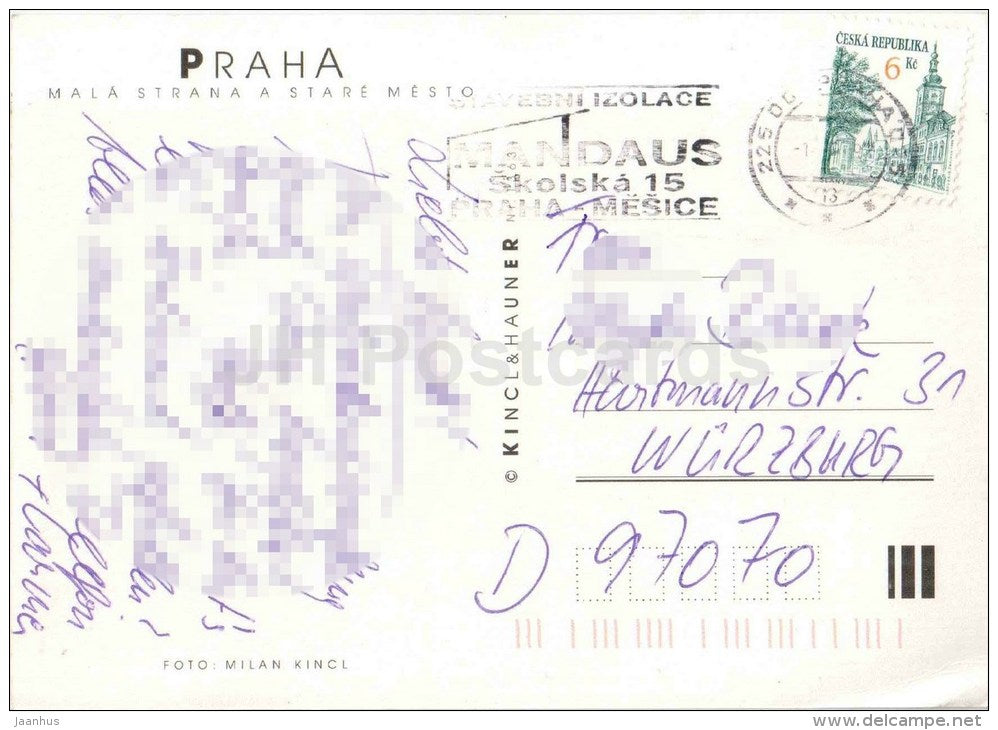 Mala Strana and Old Town - Praha - Prague - Czech - used - JH Postcards
