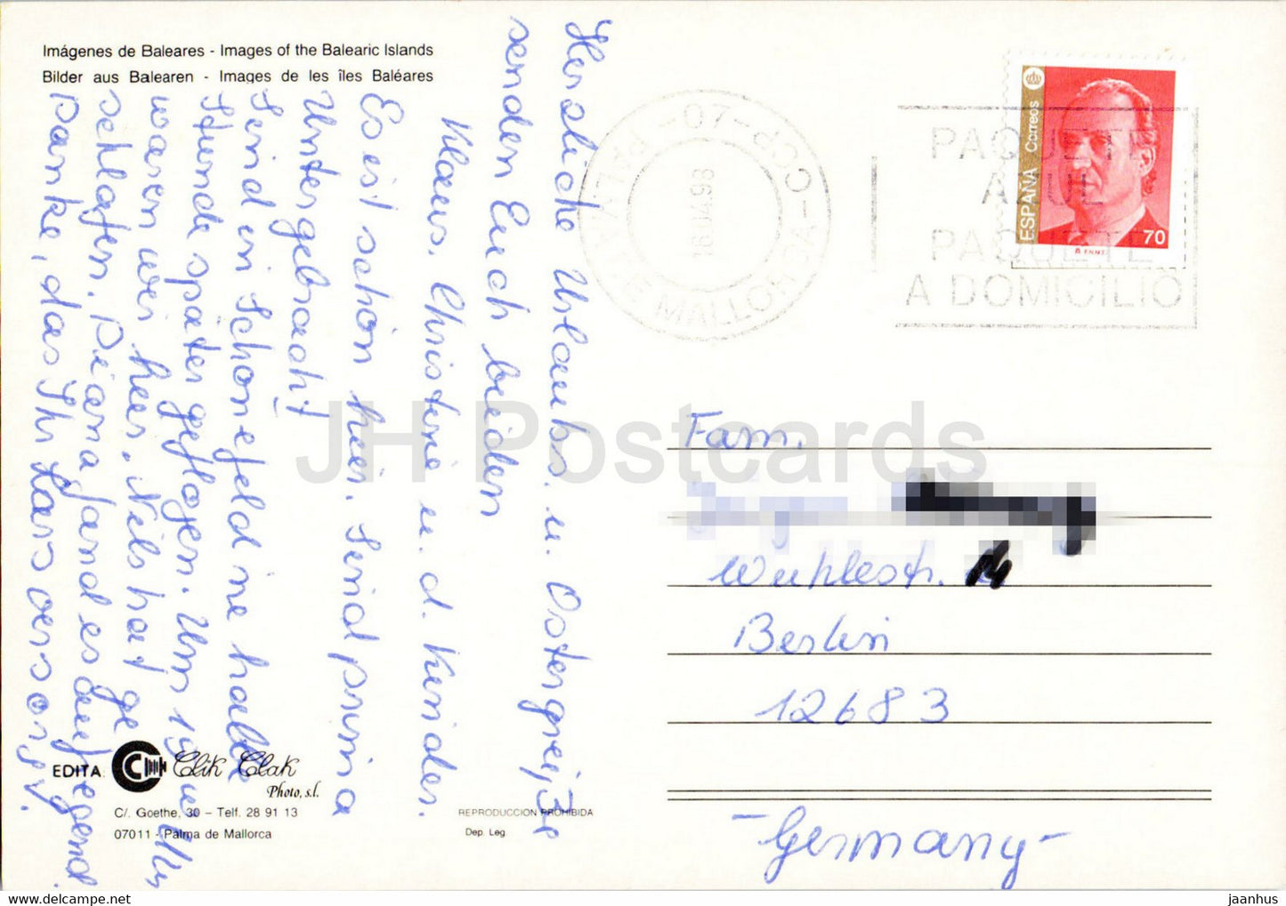 Imagenes de Baleares - Images of the Balearic Islands - Mallorca - 1998 - Spain - used