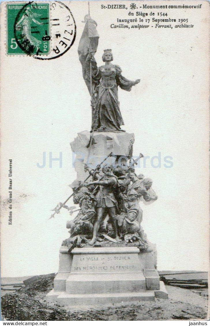 Saint Dizier - Monument commemoratif du Siege 1544 - 1911 - old postcard - France - used - JH Postcards