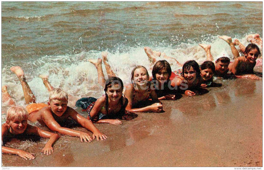 Sea Baths - children - Anapa - 1973 - Russia USSR - unused - JH Postcards