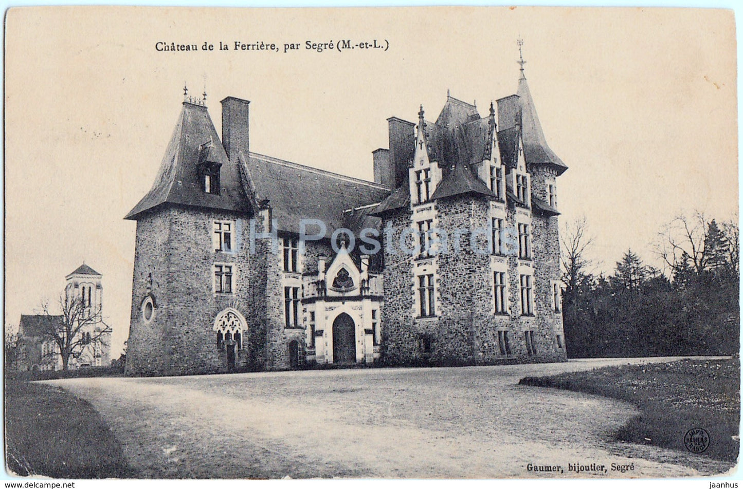 Chateau de la Ferriere - par Segre - castle - 6 - 1911 - old postcard - France - used - JH Postcards