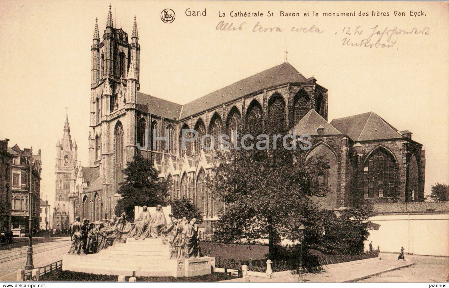 Gand - Gent - La Cathedrale St Bavon et le monument des freres Van Eyck - 4 - cathedral - old postcard - Belgium - used - JH Postcards