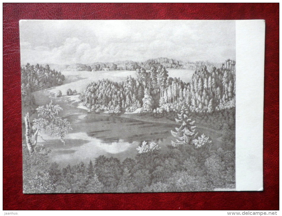 painting by G. Reindorff - Evening over Lake - 1975 - estonian art - unused - JH Postcards
