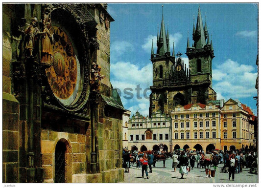 Praha - Prague - Old Town Square - the astronomical clock and Tyn Church - Czech - used - JH Postcards