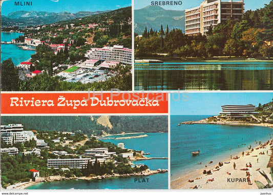 Riviera Zupa Dubrovacka - Mlini - Srebreno - Plat - Kupari - multiview - 1978 - Croatia - Yugoslavia - used - JH Postcards