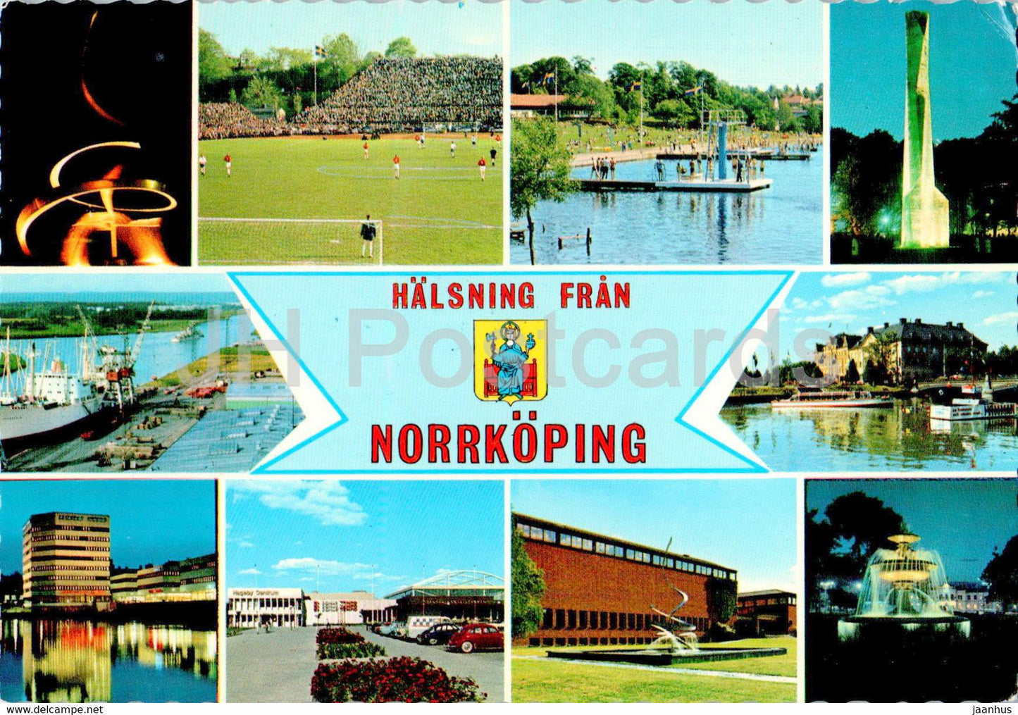 Halsning fran Norrkoping - multiview - football stadium - 9158 - Sweden - unused - JH Postcards