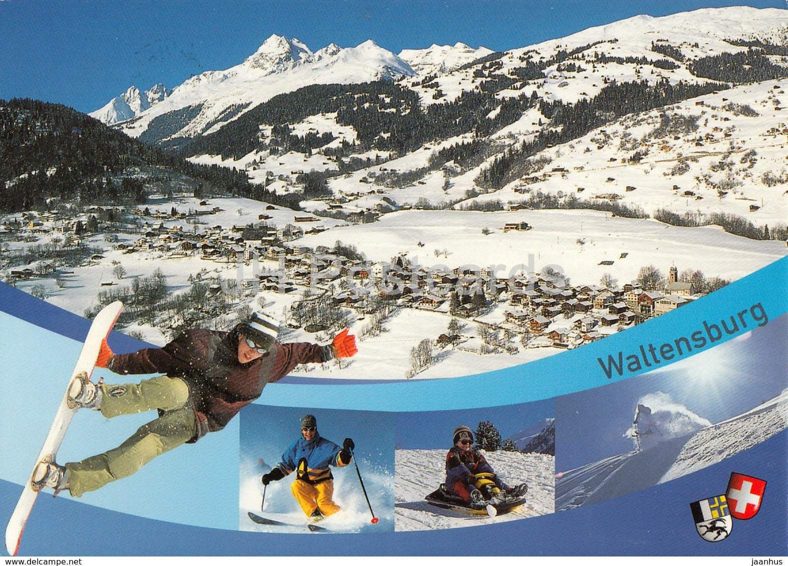 Waltensburg - ski resort - snowboard - skiing - sledge - 2008 - Switzerland - used - JH Postcards