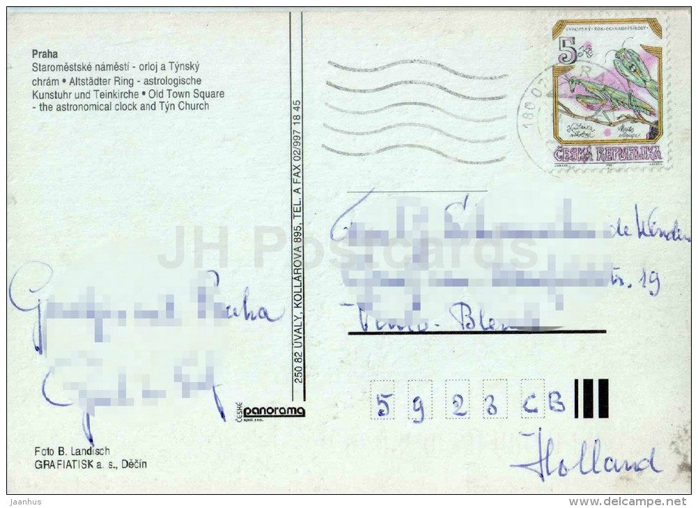 Praha - Prague - Old Town Square - the astronomical clock and Tyn Church - Czech - used - JH Postcards