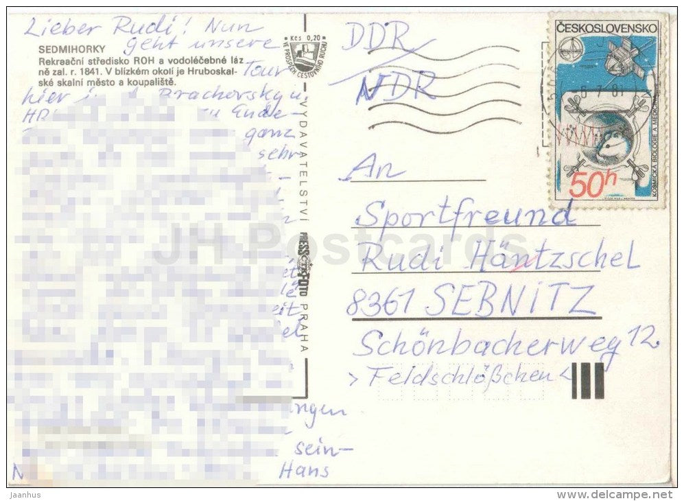 Lazne Sedmihorky - spa - swimming pool - colonnade - Czechoslovakia - Czech - used 1981 - JH Postcards