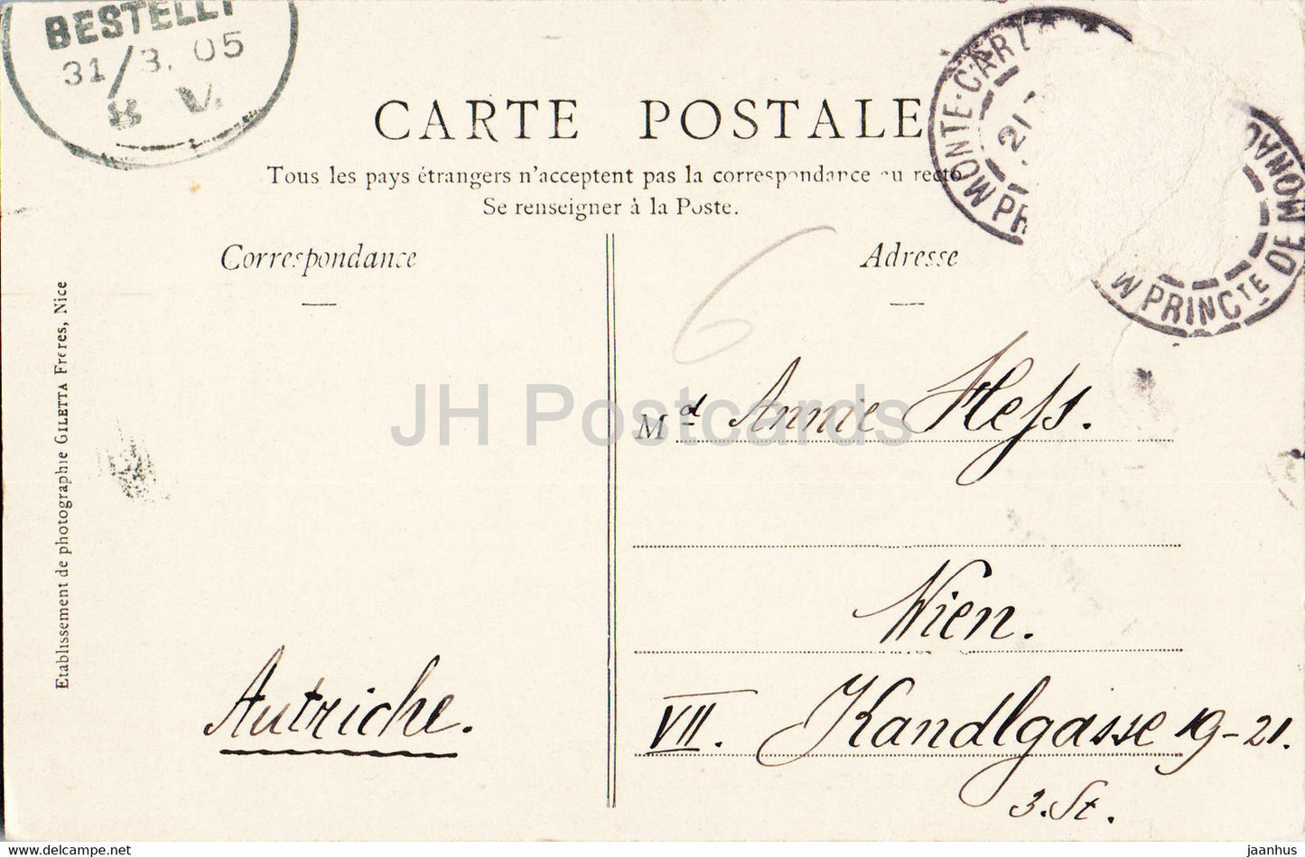 Monte Carlo - Théâtre et Terrasses - Collection Artistique - 708 - carte postale ancienne - 1905 - Monaco - occasion