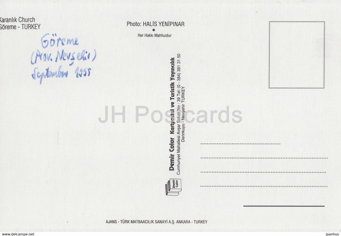 Goreme - Karanlik Church - Dark Church - 1995 - Turkey - used