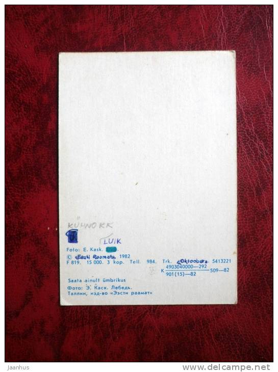 Swan - mini card - birds - 1982 - Estonia - USSR - used - JH Postcards