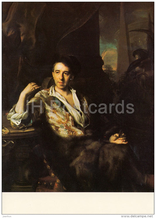 painting by Jan Kupecky - Portrait of Miniature Painter Karel Bruni- Czech art - large format card - Czech - unused - JH Postcards