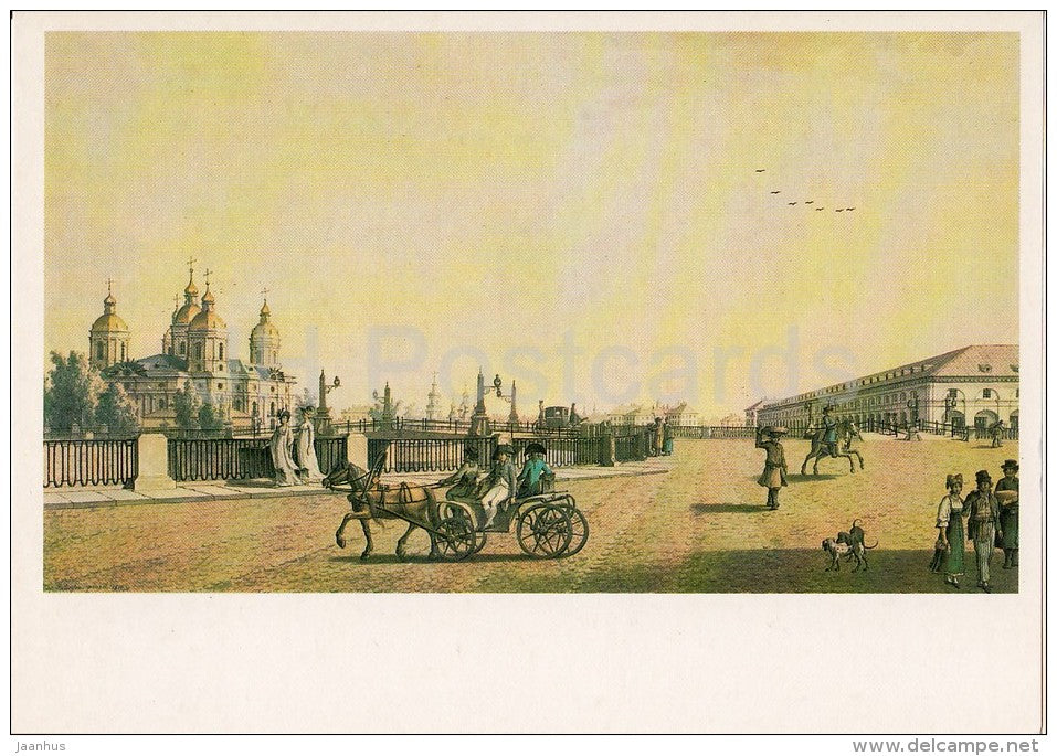 painting by Benjamin Patersen - Sadovaya street  - St. Petersburg - Swedish art - Russia USSR - 1984 - unused - JH Postcards