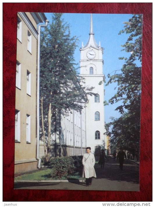 the main post office building at Dzerzhinsky street - Petrozavodsk - 1988 - Russia USSR - unused - JH Postcards