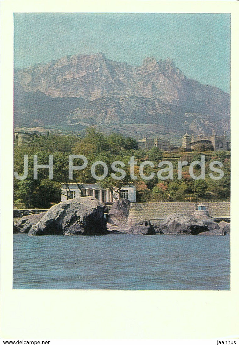 Alupka - View from the sea to the Ay Petri mountain and Vorontsov Palace - Crimea - 1968 - Ukraine USSR - unused - JH Postcards