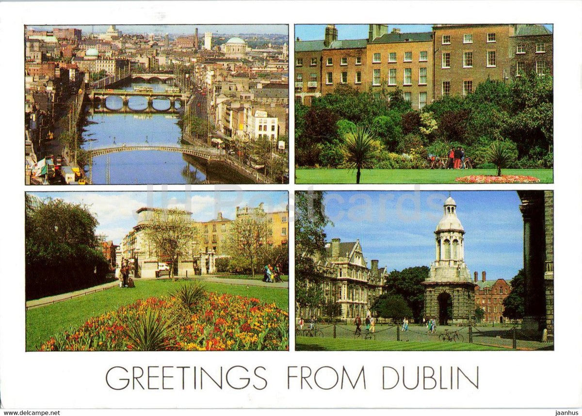 Irish Postcard Example Jc Greetings from Dublin - multiview - Ireland - used – JH Postcards