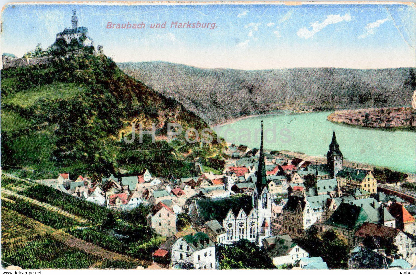 Braubach und Marksburg - old postcard - Germany - unused - JH Postcards
