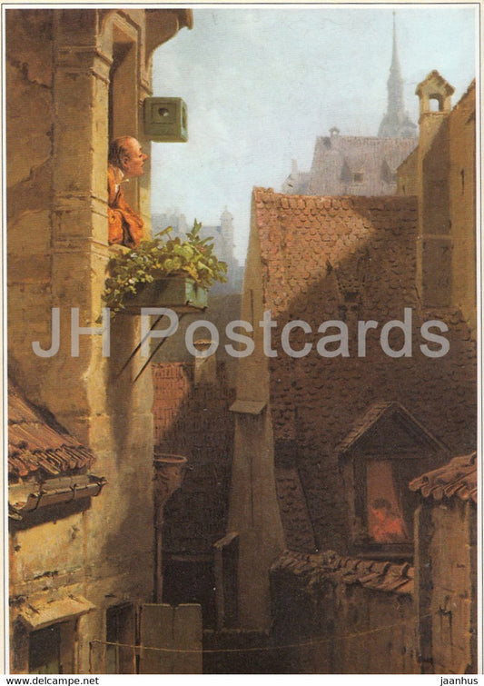 painting by Carl Spitzweg - Der Hypochonder - German art - Germany - unused - JH Postcards