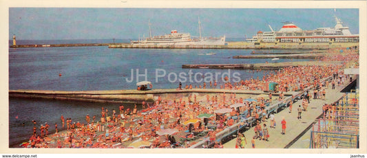 Sochi - City Beach near Sea Port - passenger ship - 1978 - Russia USSR - unused - JH Postcards