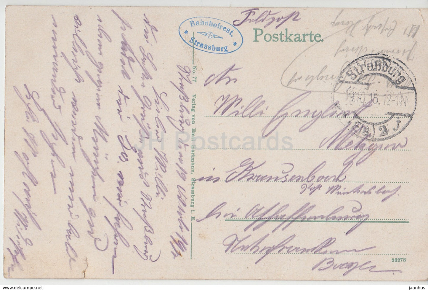 Straßburg - Das Münster - Dom - Feldpost - Bahnhofrest. - 77 - 1912 - alte Postkarte - Frankreich - gebraucht