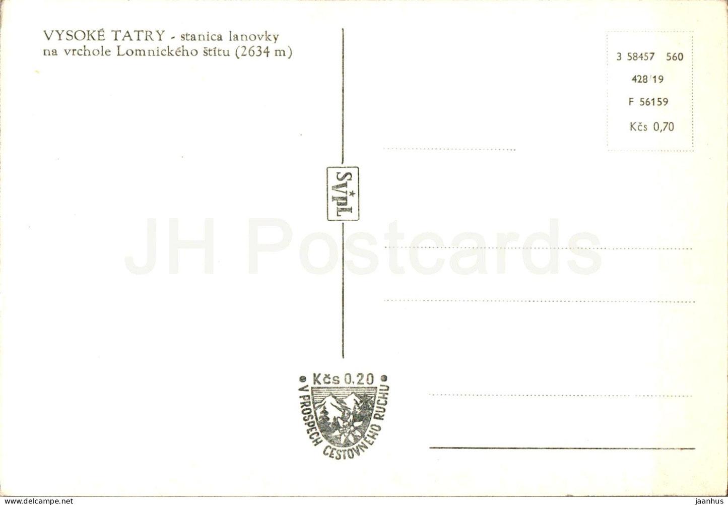 Vysoke Tatry - stanica lanovky na vrchole Lomnickeho stitu 2634 m - cable car station Slovakia - Czechoslovakia - unused
