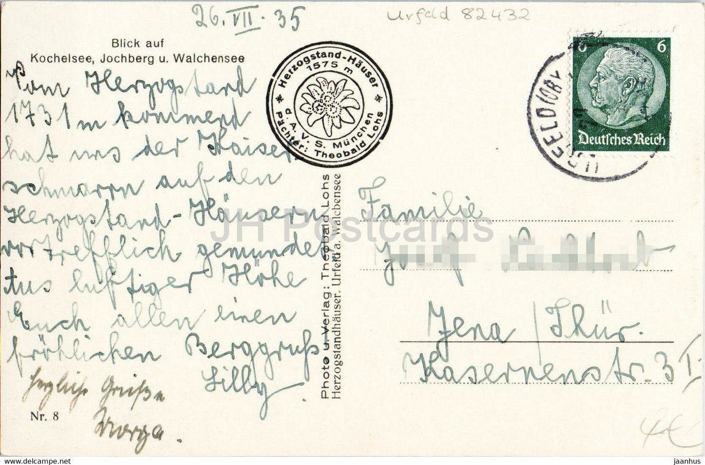 Blick auf Kochelsee Jochberg u Walchensee - alte Postkarte - 1935 - Deutschland - gebraucht