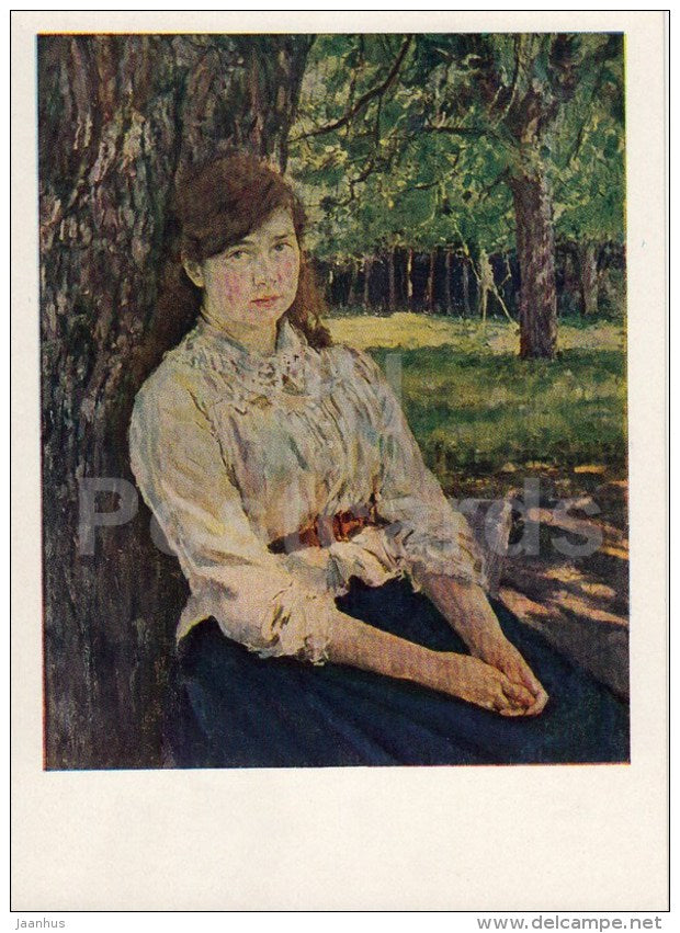 painting by V. Serov - Girl in the Sun , 1888 - Russian Art - 1963 - Russia USSR - unused - JH Postcards
