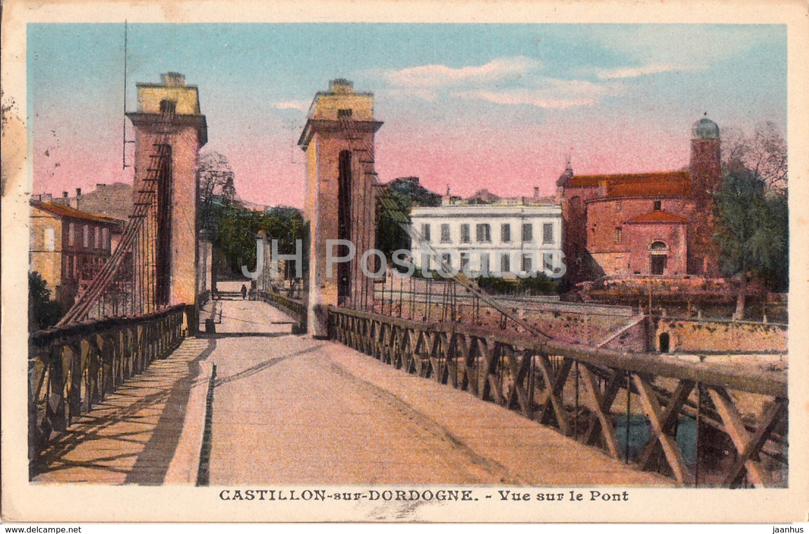 Castillon sur Dordogne - Vue sur le Pont - bridge - old postcard - 1938 - France - used - JH Postcards