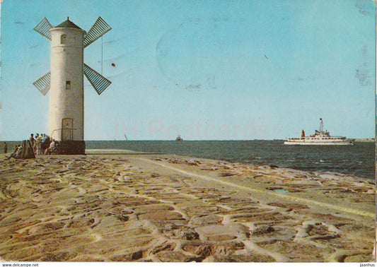 Swinoujscie - lighthouse - ship - 1974 - Poland - used - JH Postcards