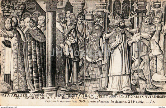 Angers - Musee de l'Ancien Eveche - Tapisserie - St Saturnin chassant les demons - old postcard - 1936 - France - used - JH Postcards