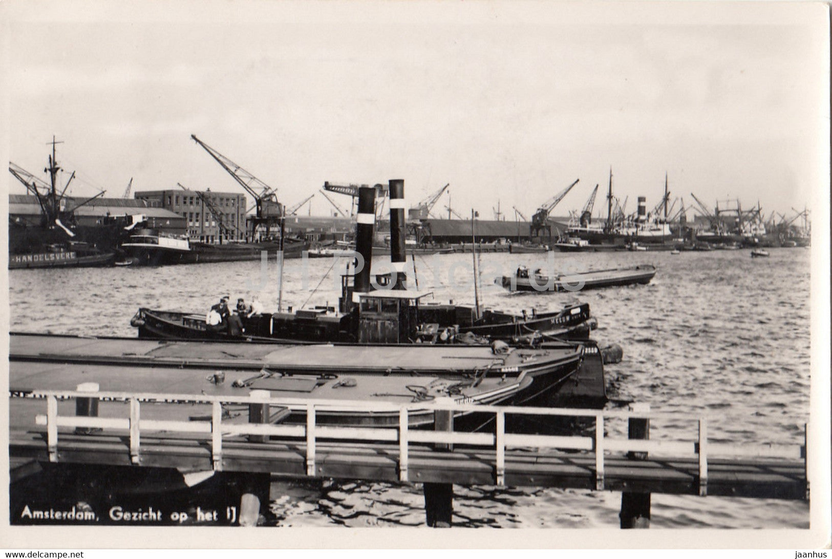 Amsterdam - Gezicht op het - steamer boat - ship - old postcard - 1935 - Netherlands - used - JH Postcards