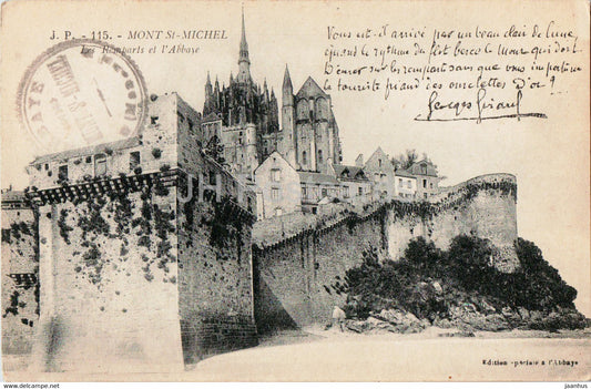 Mont St Michel - Les Remparts et l'Abbaye - 115 - old postcard - France - unused - JH Postcards
