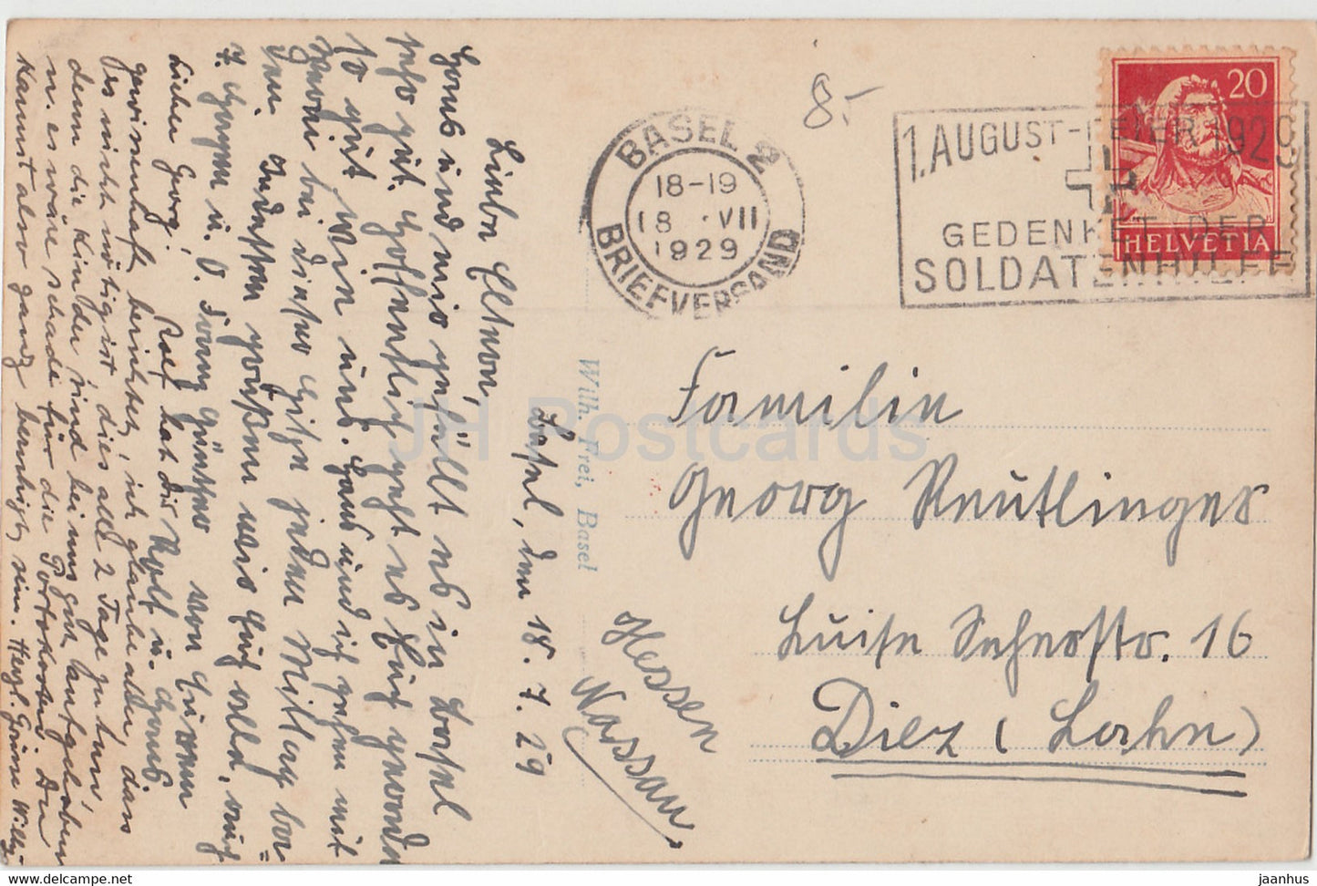 Bâle - Bâle - Munster mit Pfalz - 1226 - carte postale ancienne - 1929 - Suisse - utilisé