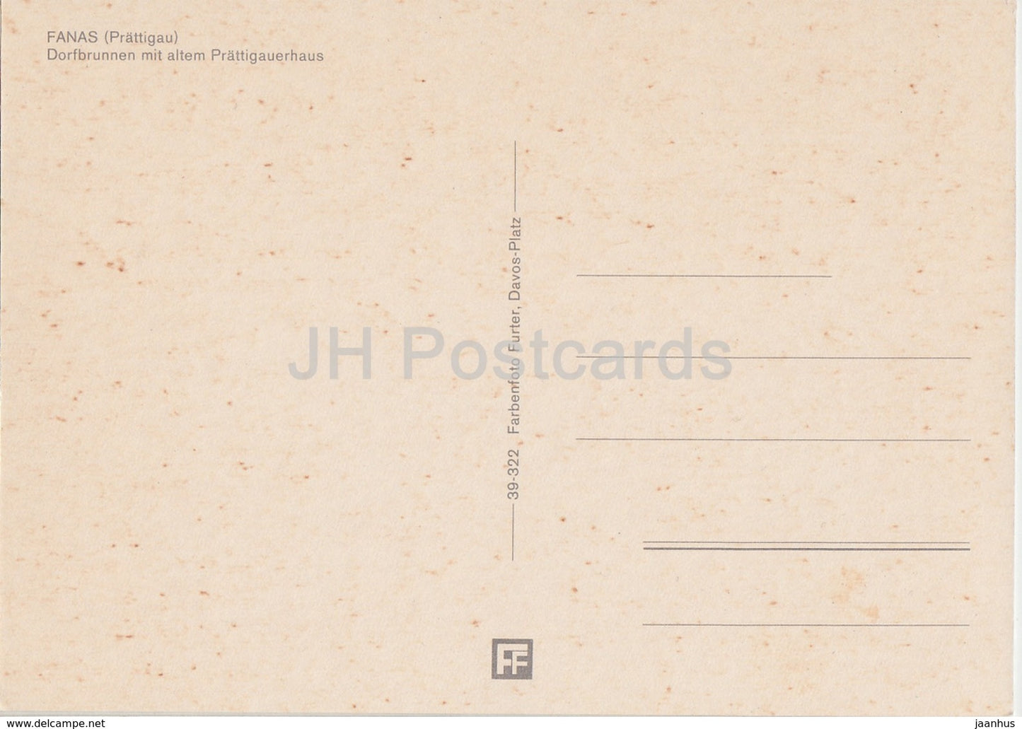 Fanas - Prattigau - Dorfbrunnen mit altem Prattigauerhaus - Switzerland - unused